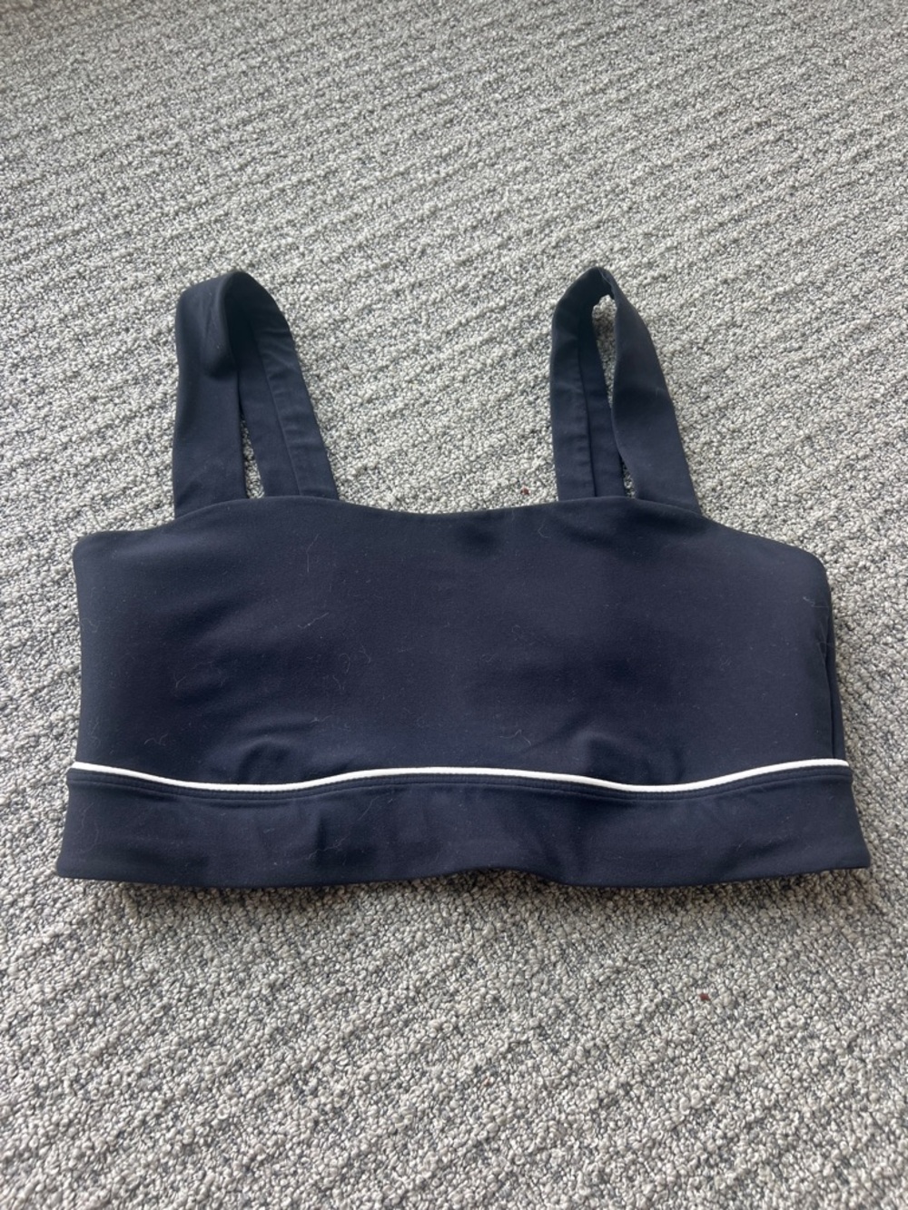 all in motion Black Sports Bralette with White Piping